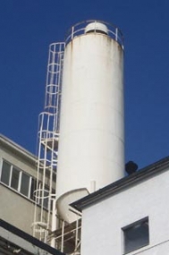 Row material silo, 74 m³, hight 13 m
