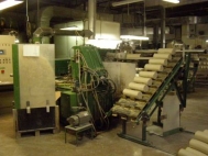 Production line with leather hard and white dryer for cups, used