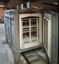 Shuttle kiln, electrically heated, 1280 °C with rails, used