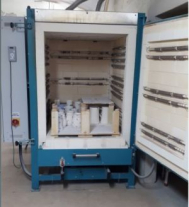 Shuttle kiln, electrically heated, 1000 liter, used